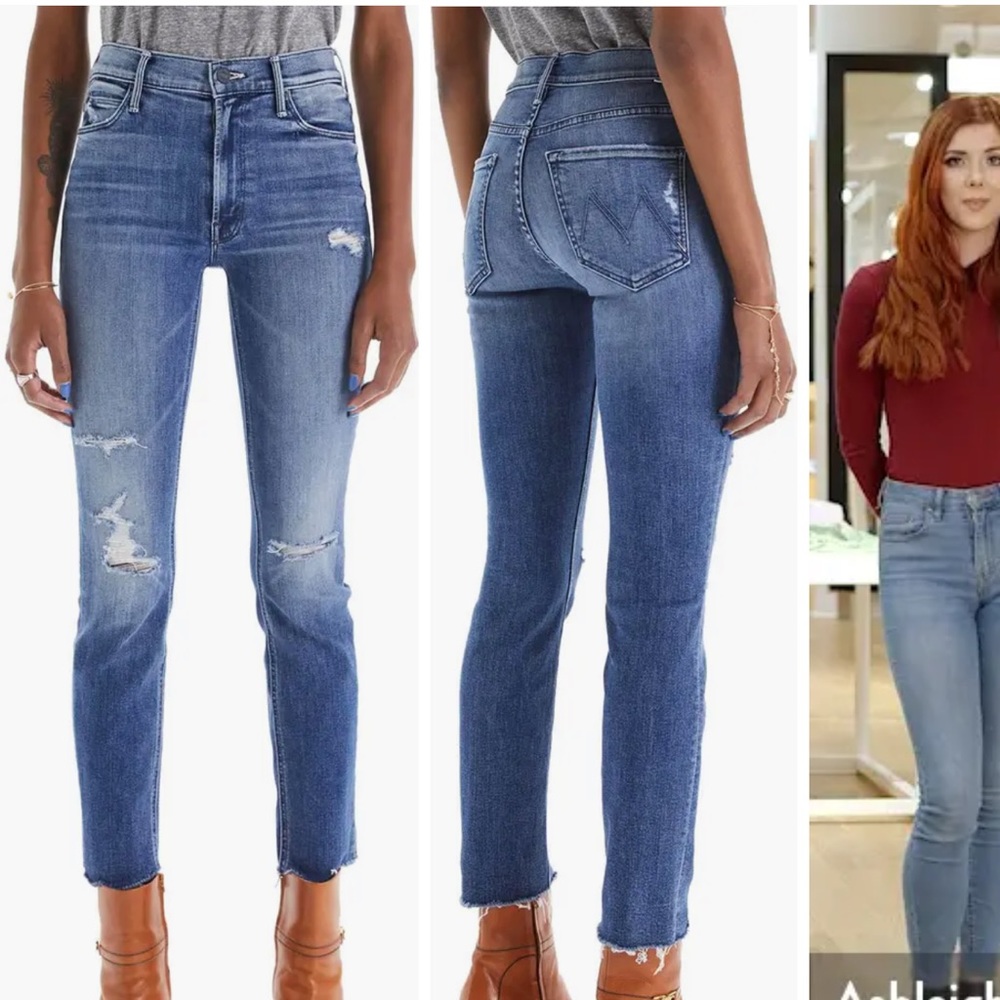 MOTHER The Dazzler Mid Rise Ankle Fray Jeans weekend warrior color